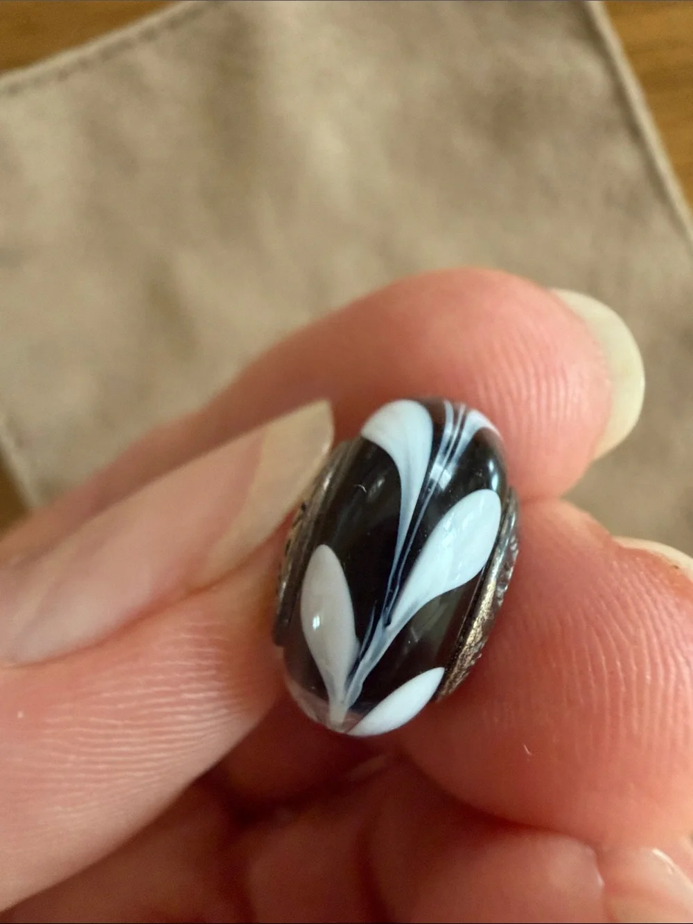 Pandora Black and White Swirl Bead